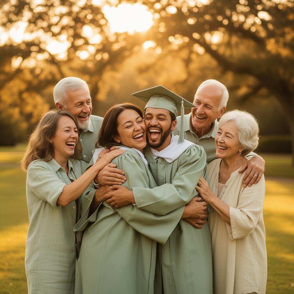 Family celebrating a graduation